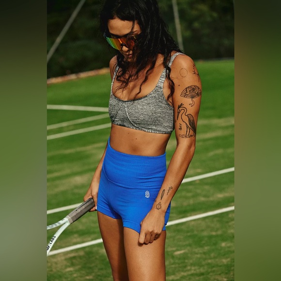 NWOT Free People Movement Good Karma Running Shorts In Radiant Blue - Picture 1 of 10